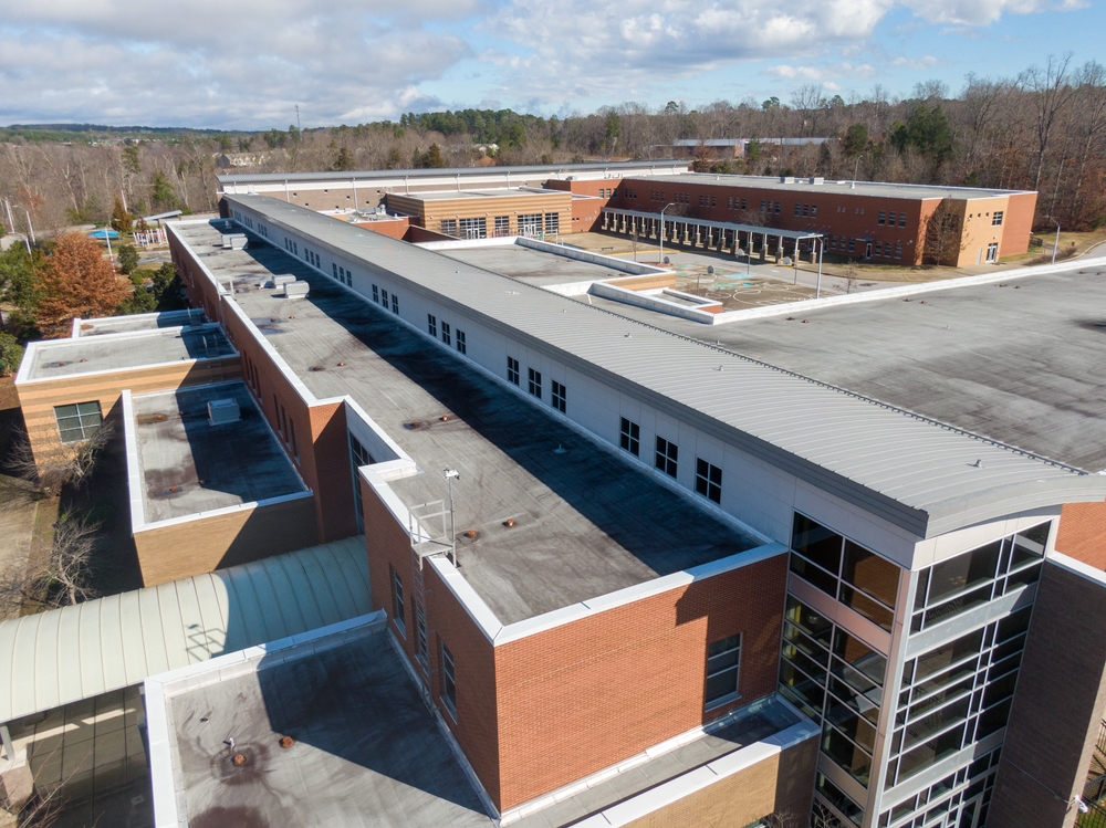 Drone Images of TPO School Roofing